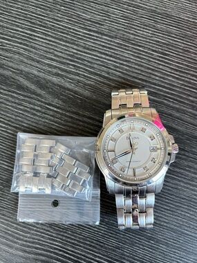 Bulova Precisionist Diamond Men's Watch 96D118 - Sweeping Seconds - Silver